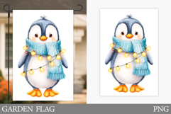 Penguin Garden Flag. Christmas Garden Flag Sublimation Product Image 1