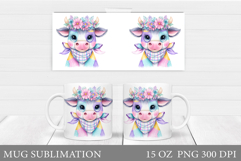 Cute Cow Mug Sublimation. Funny Cow Mug Wrap Design Product Image 1