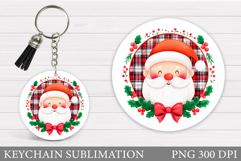 Cute Santa Claus Keychain. Christmas Keychain Sublimation Product Image 1