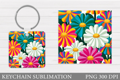 Flowers Keychain Design. Floral Keychain Sublimation Product Image 1