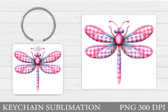 Dragonfly Keychain Design. Summer Keychain Sublimation Product Image 1