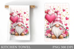 Valentine Gnome Kitchen Towel. Valentines Kitchen Towel Product Image 1