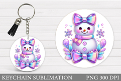 Cute Snowman Keychain Design. Christmas Keychain Sublimation Product Image 1