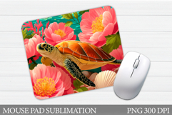 Turtle Mouse Pad Sublimation. Sea Mouse Pad Design Product Image 1