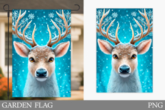 Reindeer Garden Flag. Christmas Garden Flag Sublimation Product Image 1