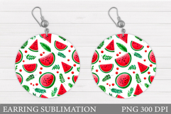 Watermelon Round Earring. Watermelon Earring Sublimation Product Image 1