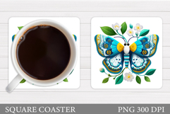 Butterfly Coaster Sublimation. Butterfly Coaster Design Product Image 1