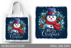 Snowman Tote Bag Sublimation. Christmas Tote Bag Design Product Image 1