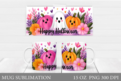 Cute Ghost Mug Design. Cute Halloween Mug Sublimation Product Image 1