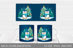 Christmas Penguin Mug Sublimation. Christmas Mug Design Product Image 1
