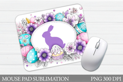 Easter Bunny Mouse Pad. Spring Bunny Mouse Pad Sublimation Product Image 1