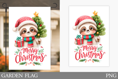 Christmas Sloth Garden Flag. Christmas Garden Flag Design Product Image 1