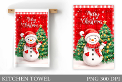 Snowman Kitchen Towel Design. Christmas Kitchen Towel Product Image 1