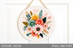 Wildflowers Door Sign Sublimation. Flowers Door Sign Design Product Image 1