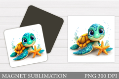 Turtle Magnet Design. Turtle Magnet Sublimation Product Image 1