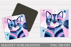Cat Magnet Sublimation. Cute Cat Magnet Design Product Image 1