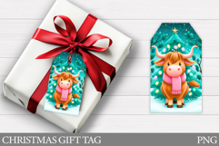 Christmas Cow Gift Tag Design. Christmas Gift Tag Printable Product Image 1
