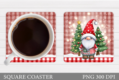 Christmas Gnome Coaster. Christmas Coaster Sublimation Product Image 1