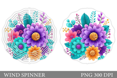 Flowers Wind Spinner Design. Floral Wind Spinner Sublimation Product Image 1