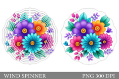 Floral Wind Spinner Sublimation. Flowers Wind Spinner Design Product Image 1