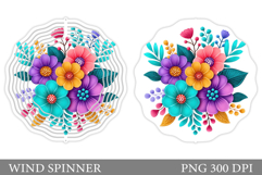 Flowers Wind Spinner Design. Floral Wind Spinner Sublimation Product Image 1