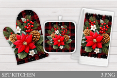 Poinsettia Oven Mitt Design. Christmas Square Pot Holder Product Image 1