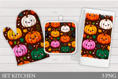 Halloween Oven Mitt Design. Halloween Pumpkin Kitchen Towel Product Image 1