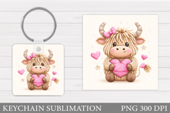 Valentines Cow Keychain. Valentine Keychain Design Product Image 1