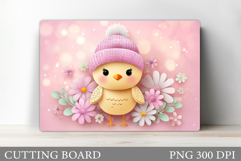 Cute Chick Cutting Board. Chick Flowers Cutting Board Design Product Image 1