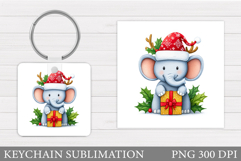Christmas Elephant Keychain. Winter Elephant Keychain Design Product Image 1