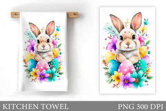 Easter Bunny Kitchen Towel. Bunny Kitchen Towel Sublimation Product Image 1