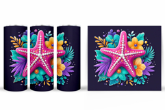 Starfish Tumbler Sublimation. Sea Tumbler Wrap Design Product Image 2