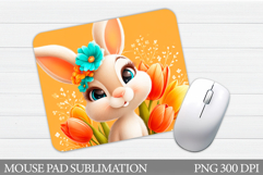 Cute Bunny Mouse Pad. Spring Bunny Mouse Pad Design Product Image 1