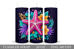 Starfish Tumbler Sublimation. Sea Tumbler Wrap Design Product Image 1