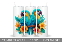 Parrots Tumbler Sublimation. Cute Parrot Tumbler Wrap Design Product Image 1