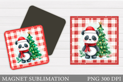 Christmas Panda Magnet Design. Christmas Magnet Sublimation Product Image 1