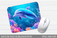 Dolphin Mouse Pad Design. Sea Mouse Pad Sublimation Product Image 1