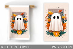 Ghost Kitchen Towel Design. Halloween Pumpkin Towel Product Image 1