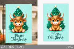 Christmas Cow Garden Flag. Christmas Garden Flag Sublimation Product Image 1