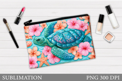 Turtle Cosmetics Bag Design. Sea Turtle Makeup Pouch Product Image 1
