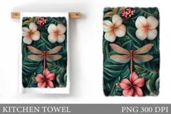 Dragonfly Kitchen Towel. Dragonfly Sublimation Product Image 1
