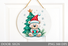 Christmas Bear Door Sign. Christmas Door Sign Sublimation Product Image 1