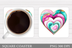 Heart Coaster Design. Valentine Coaster Sublimation Product Image 1