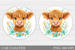 Cute Cow Car Coaster Design. Cute Cow Sublimation Product Image 1