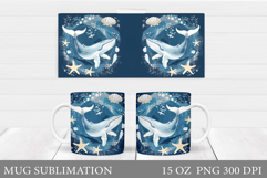 Whale Mug Sublimation. Sea Mug Design Product Image 1