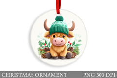 Cute Cow Christmas Ornament. Christmas Ornament Sublimation Product Image 1