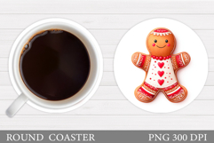 Gingerbread Coaster Design. Christmas Round Coaster Design Product Image 1