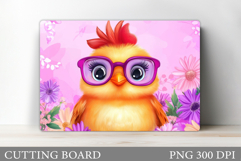 Cute Chicken Cutting Board. Chicken Flowers Cutting Board Product Image 1