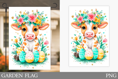 Easter Cow Garden Flag. Easter Garden Flag Sublimation Product Image 1