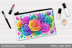 Roses Makeup Bag Sublimation. Floral Makeup Bag Design Product Image 1